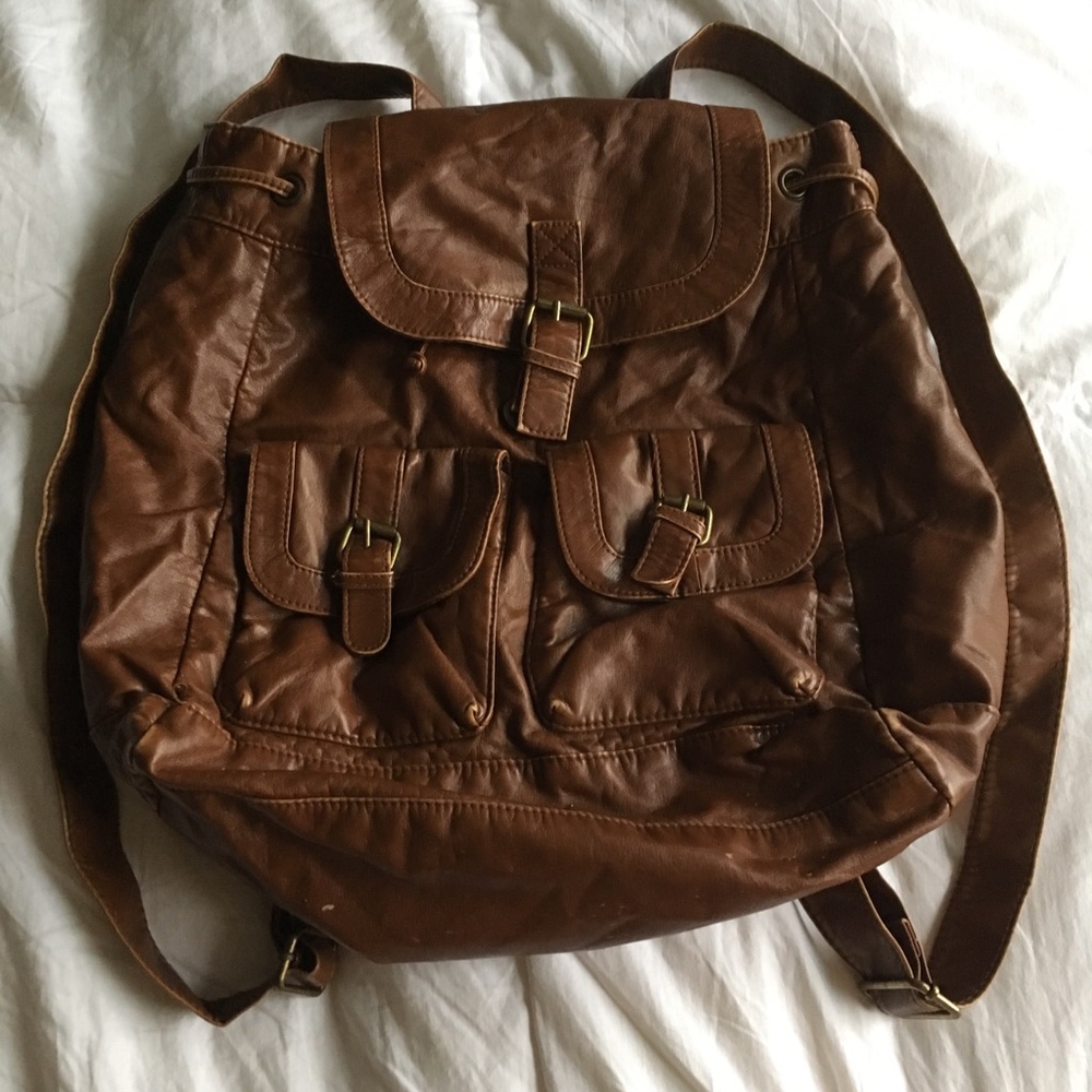 FAUX LEATHER BACKPACK